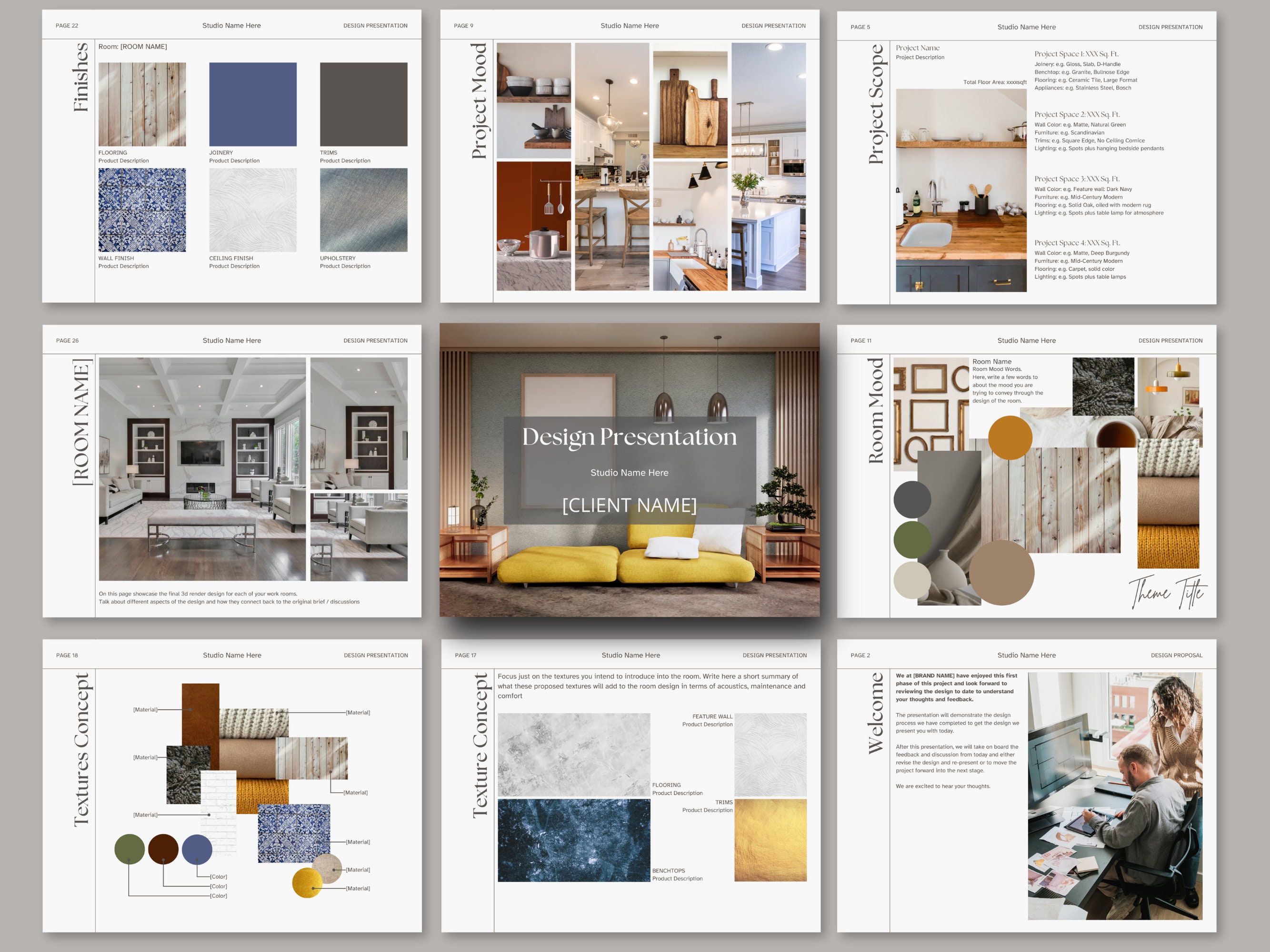 Interior Design Concept Design Presentation Template With Moodboards ...