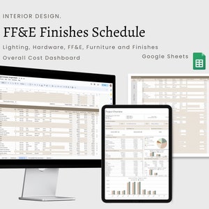 Interior Design FF&E Finishes Schedule | Google Sheets Spreadsheet | Project Management | Budget Tracker | Furniture