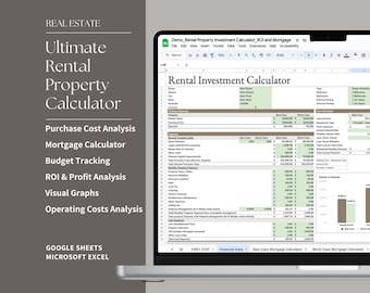 Rental Property Investment Calculator Spreadsheet Excel Google Sheets With Mortgage Calculator and ROI