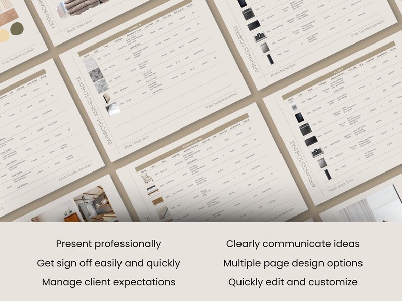 FFE Finishes Schedule for Interior Designers, Moodboard, Specification ...