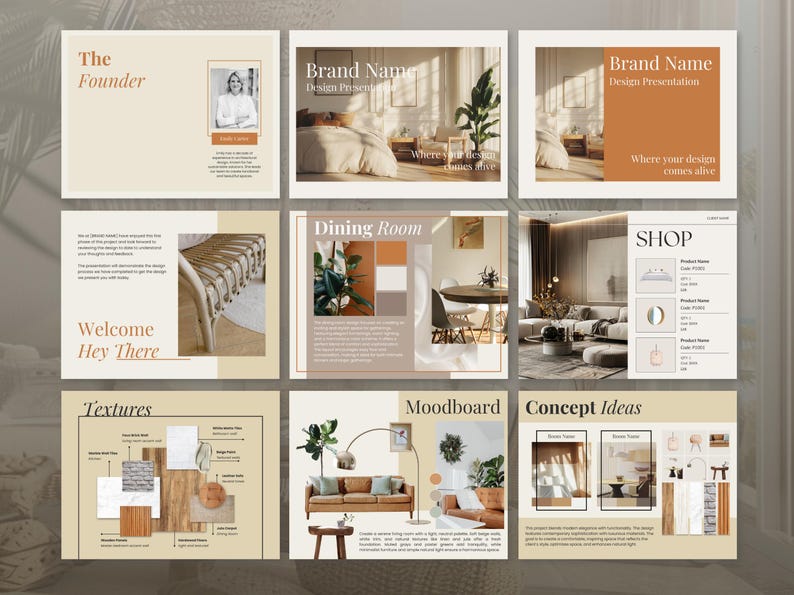 Interior Design Presentation Kit, Editable Canva Moodboards, Material ...