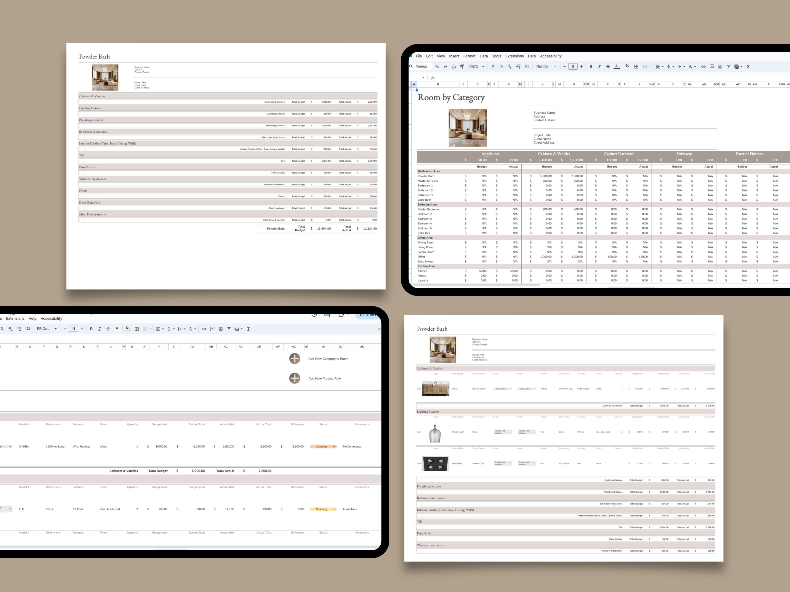 Interior Design Automatic Product Specification Schedule With Budget ...