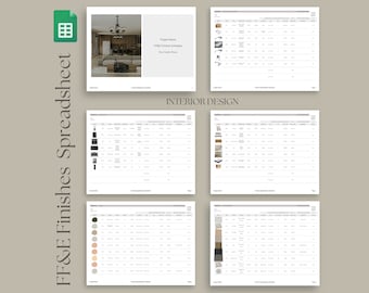 Interior Design Google Sheets FF+E Finishes Product Specification Schedule Template
