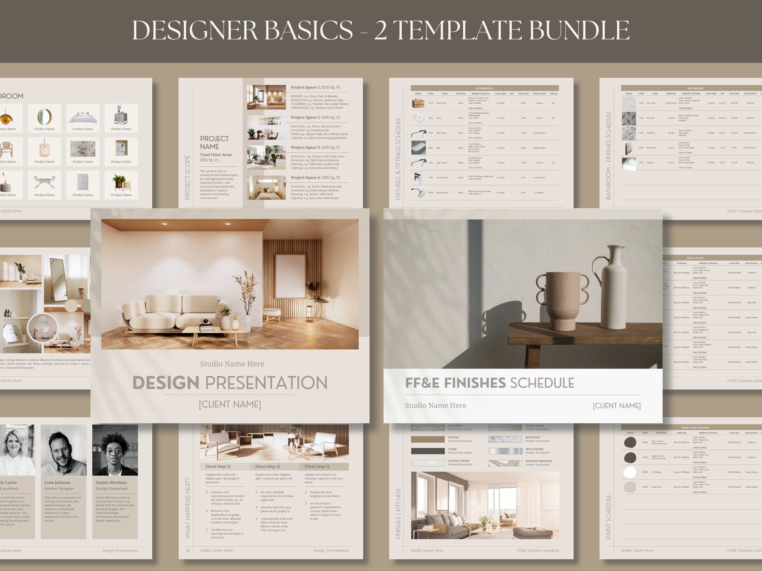 FFE Finishes Schedule and Design Presentation Template Bundle for ...