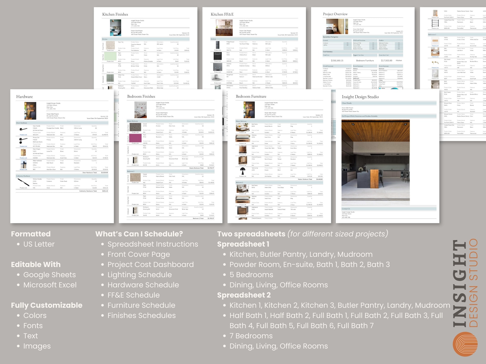 Interior Design Google Sheets Excel Product Specification Template ...