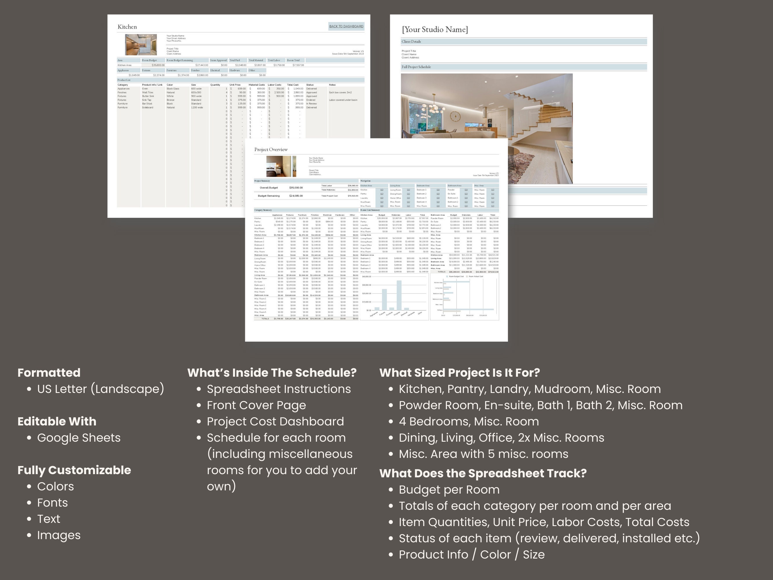 Interior Design Google Sheets Excel Product Specification Template ...