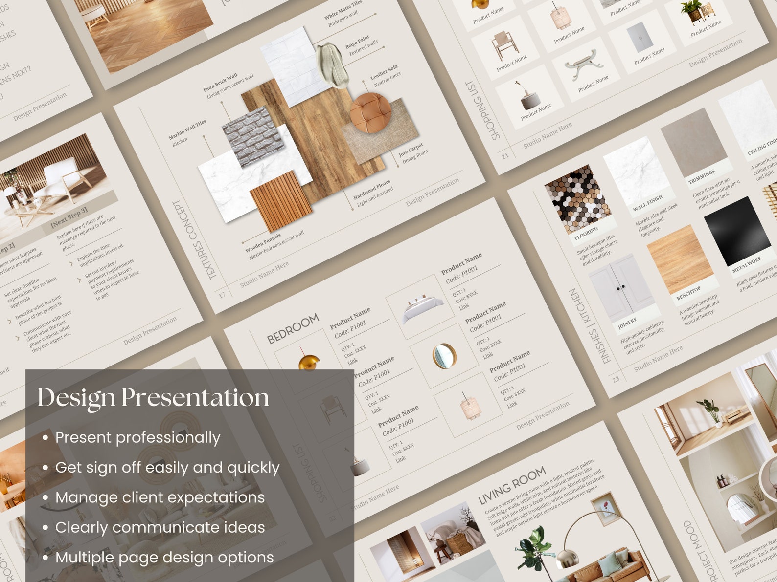 Editable Interior Design Template, Client Presentation, FFE Schedule ...