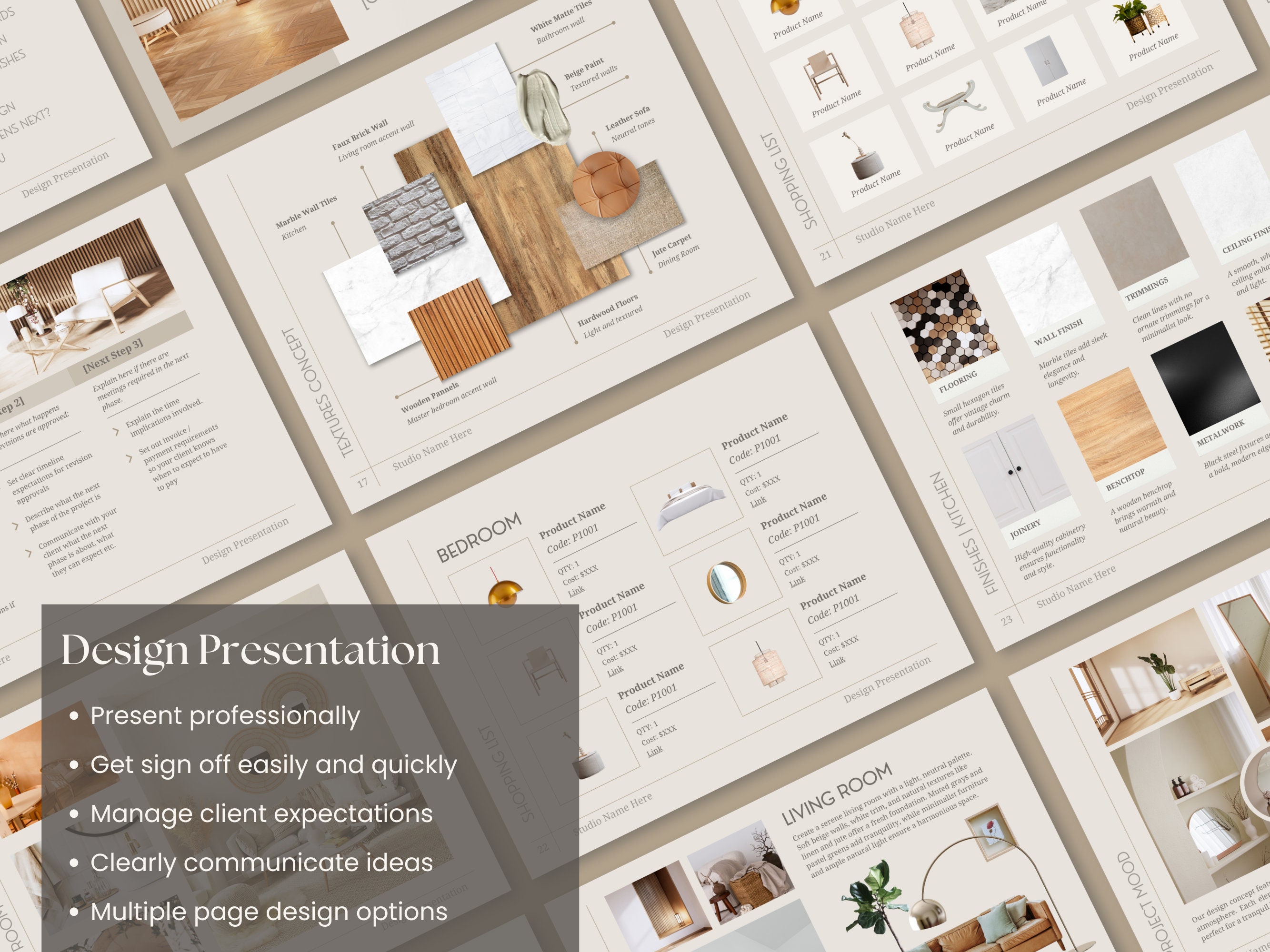 Editable Interior Design Template, Client Presentation, FFE Schedule ...