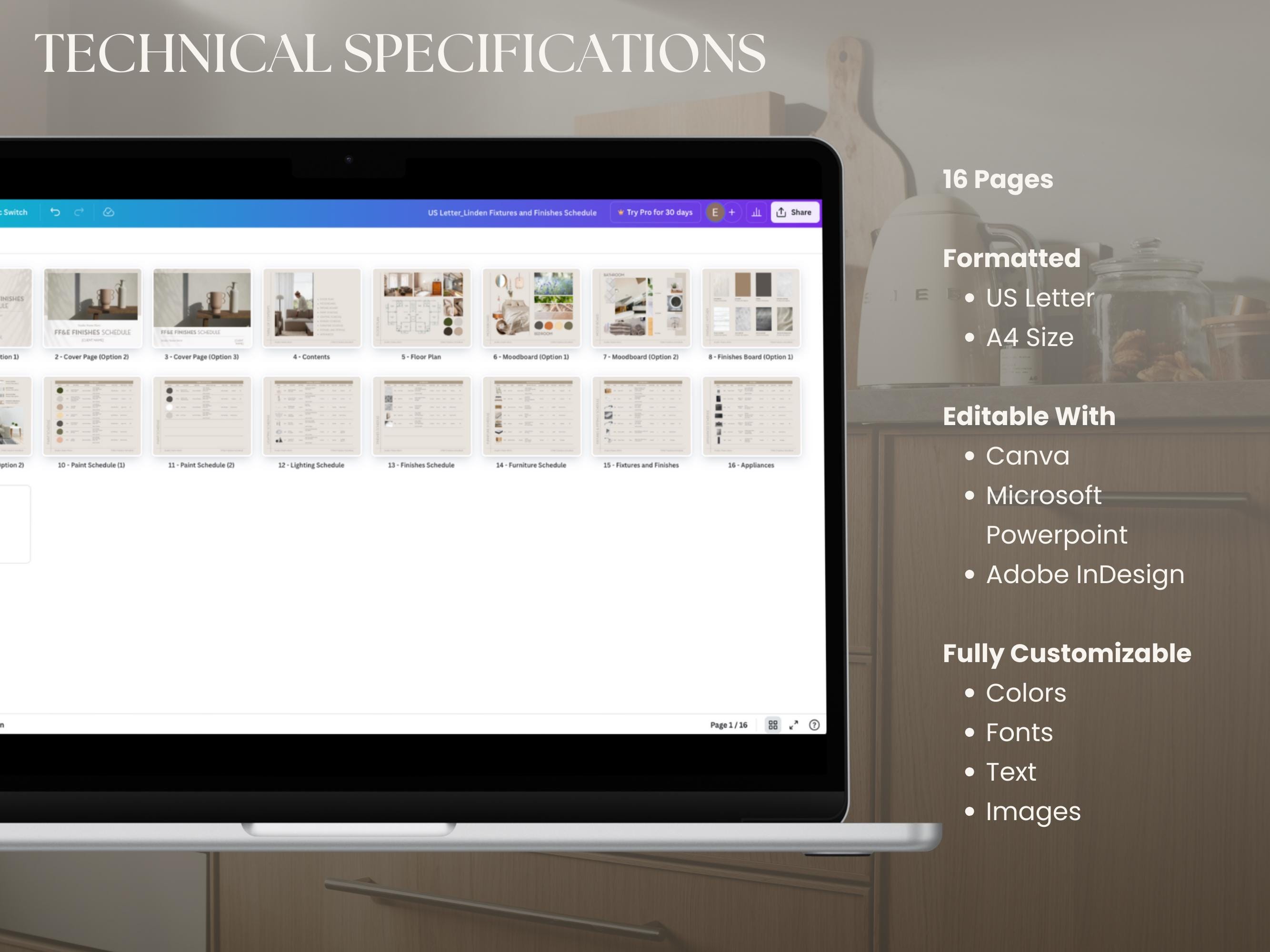 Interior Design Furniture, Finishes and Fixtures Schedule Template ...