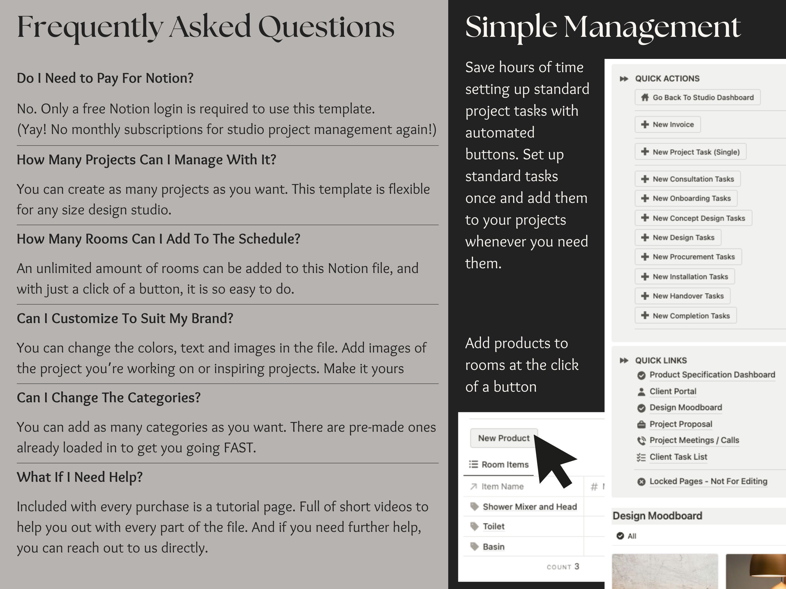 Studio Client Checklist Interior Design Studio Client Project Management Tracker With FF&E ...