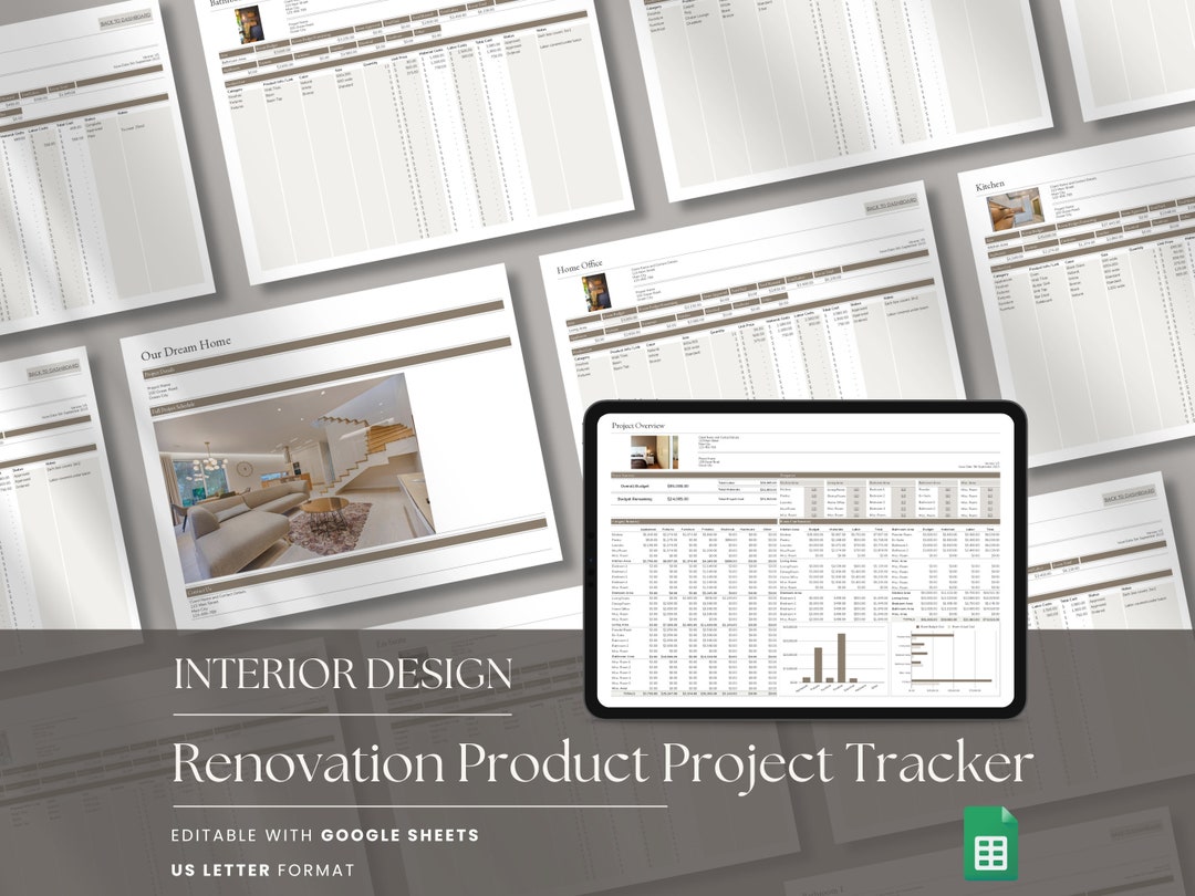 Home Renovation Project Tracker Google Sheets Budget Spreadsheet House ...