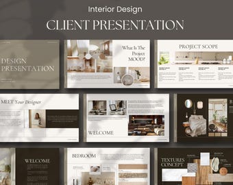 Modèle de présentation client en décoration d'intérieur - Tableaux d'ambiance Canva (téléchargement numérique)