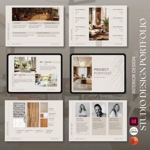 Innenarchitektur und Architektur Portfolio für Innenarchitekten und Architekten - Präsentation - Powerpoint und Canva Linden Collection