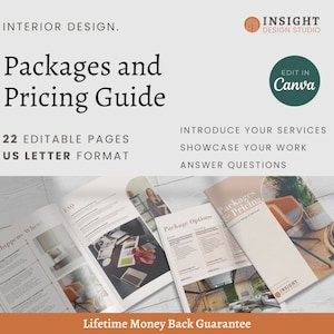 Interior Design Business Packages / Onboarding Guide Template Canva - Aesthetic Interior Design Template - Online Interior Design - E Design
