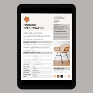 Interior Design Product Specification Canva Template, Furniture ...
