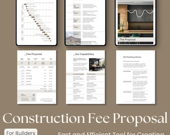 Construction Fee Proposal Template for Canva, Google Slides, Powerpoint. Used by Builders Contractors