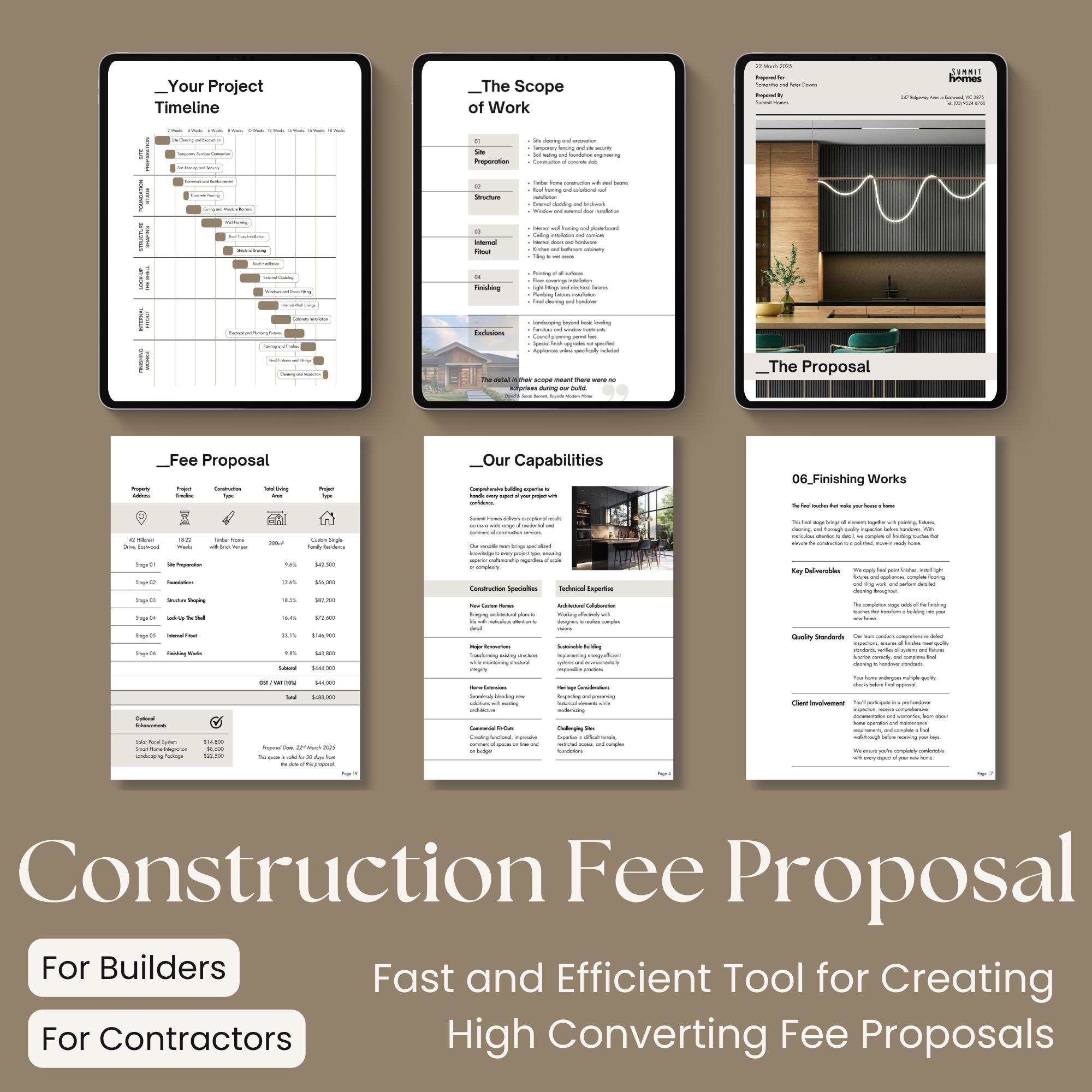 Fee Proposal Powerpoint Example Construction Fee Proposal Template for Canva, Google Slides, Powerpoint ...