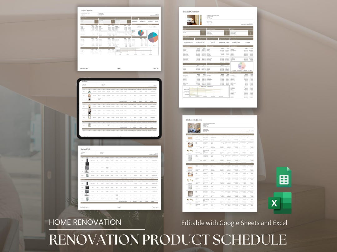 Home Renovation Google Sheets Product Specification Template, Finishes ...