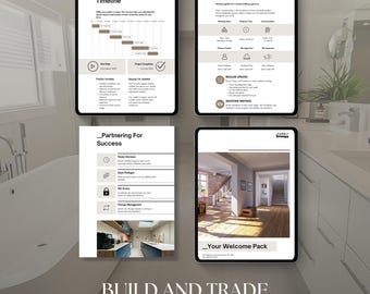 Modèle d'intégration du pack de bienvenue du client de la construction pour Canva, Google Slides, Powerpoint, utilisé par les entrepreneurs en construction