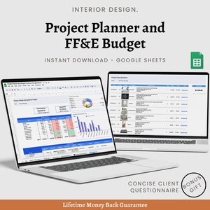 Interior Design Project Planner with FF&E Budget Tracker | Google Sheets | Project Management