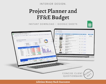 Interior Design Project Planner with FF&E Budget Tracker | Google Sheets | Project Management