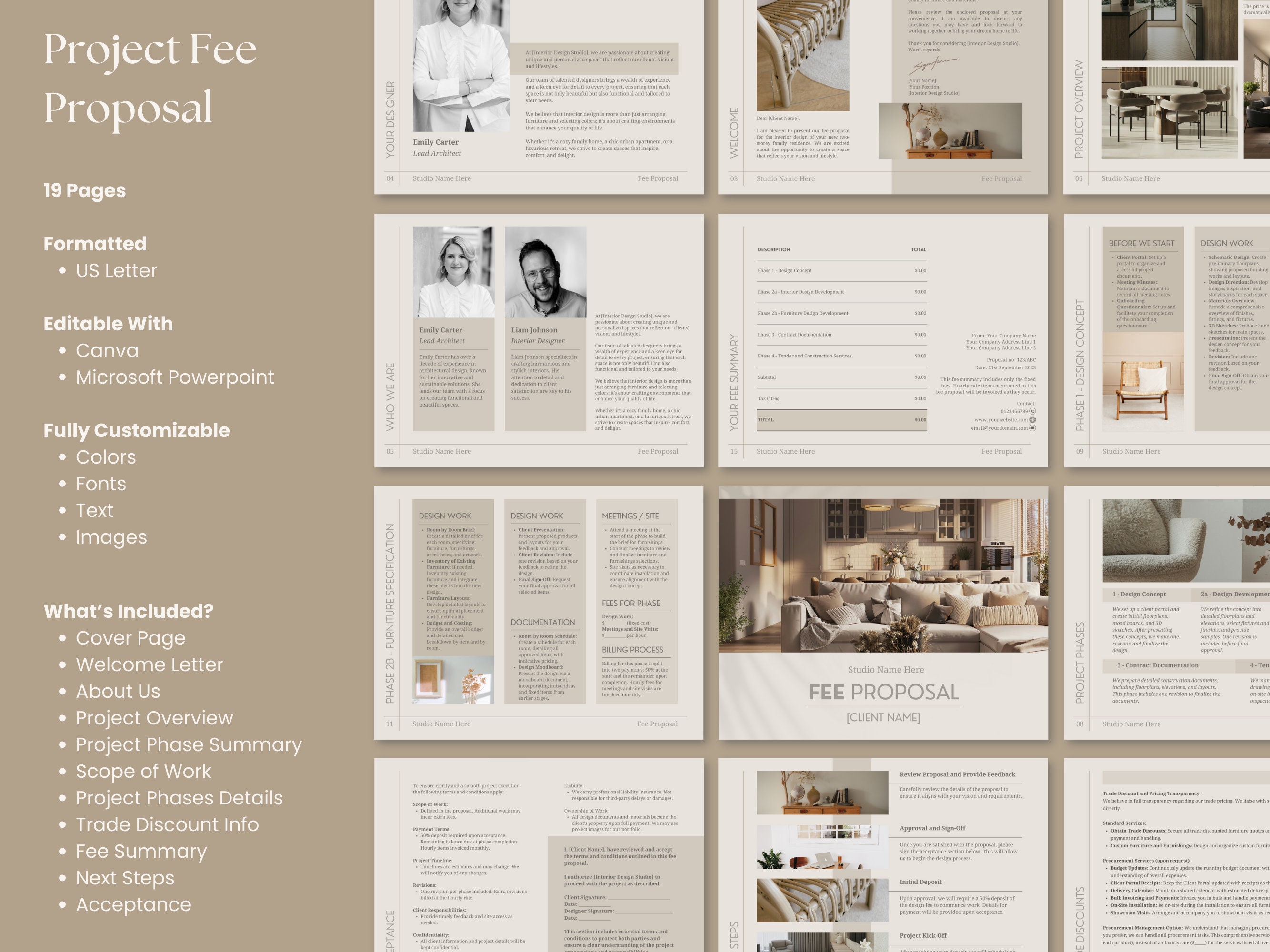 Editable Interior Design Template, Client Presentation, FFE Schedule ...