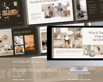 Présentation client en décoration d'intérieur - Modèle de tableau d'ambiance Canva (téléchargement numérique)