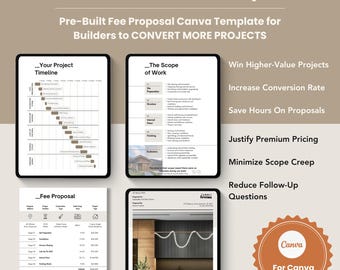 Modèle de proposition de frais de construction pour Canva. Utilisé par les constructeurs