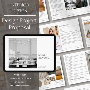 Interior Design Template - Project Proposal Canva - Professional Design Brief - Portfolio - Project Fee Estimate_Finley Collection