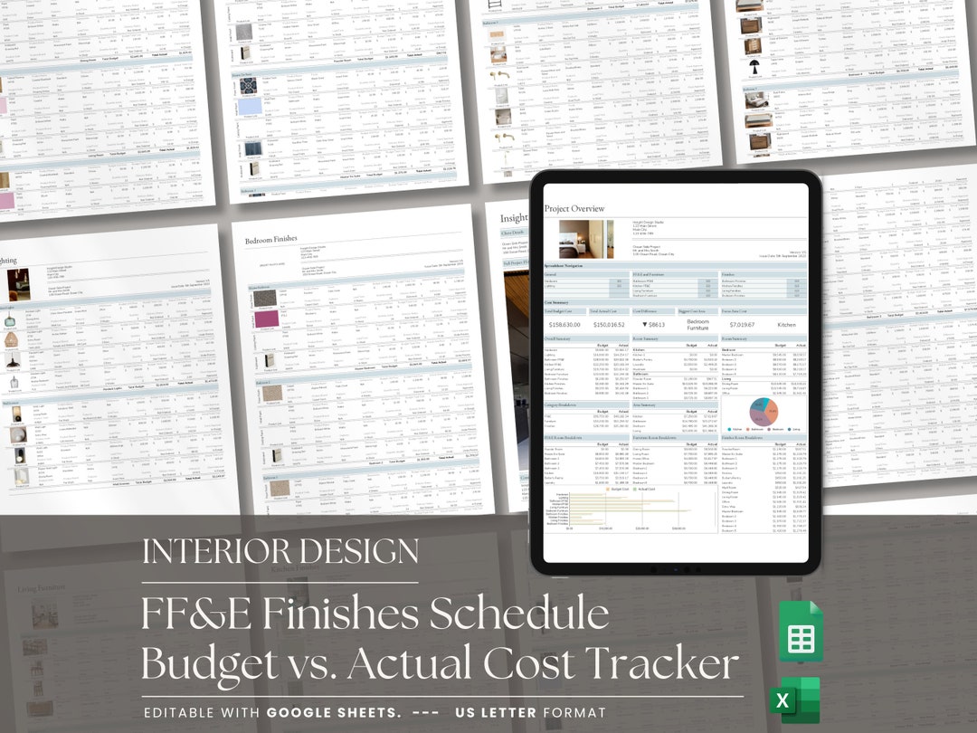 Interior Design Product Specification Schedule With Budget Comparison ...