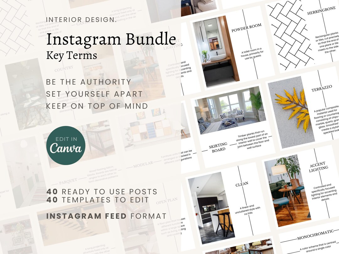 Interior Design Key Terms Instagram Posts| Ready to Post | Educate ...
