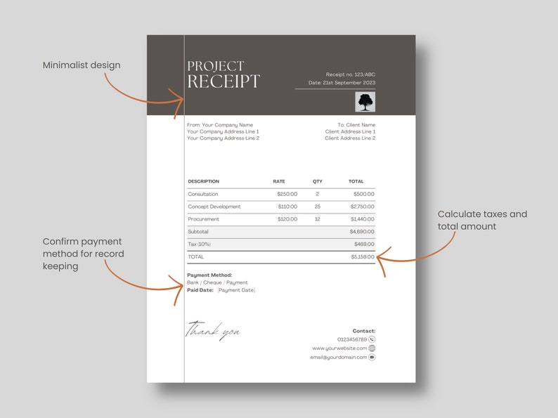 Receipt For Program Project Interior Design Financial Template Bundle: Project Proposal, Invoice ...