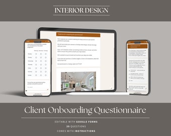 Interior Design Detailed Client Onboarding Questionnaire Google Forms Sheets