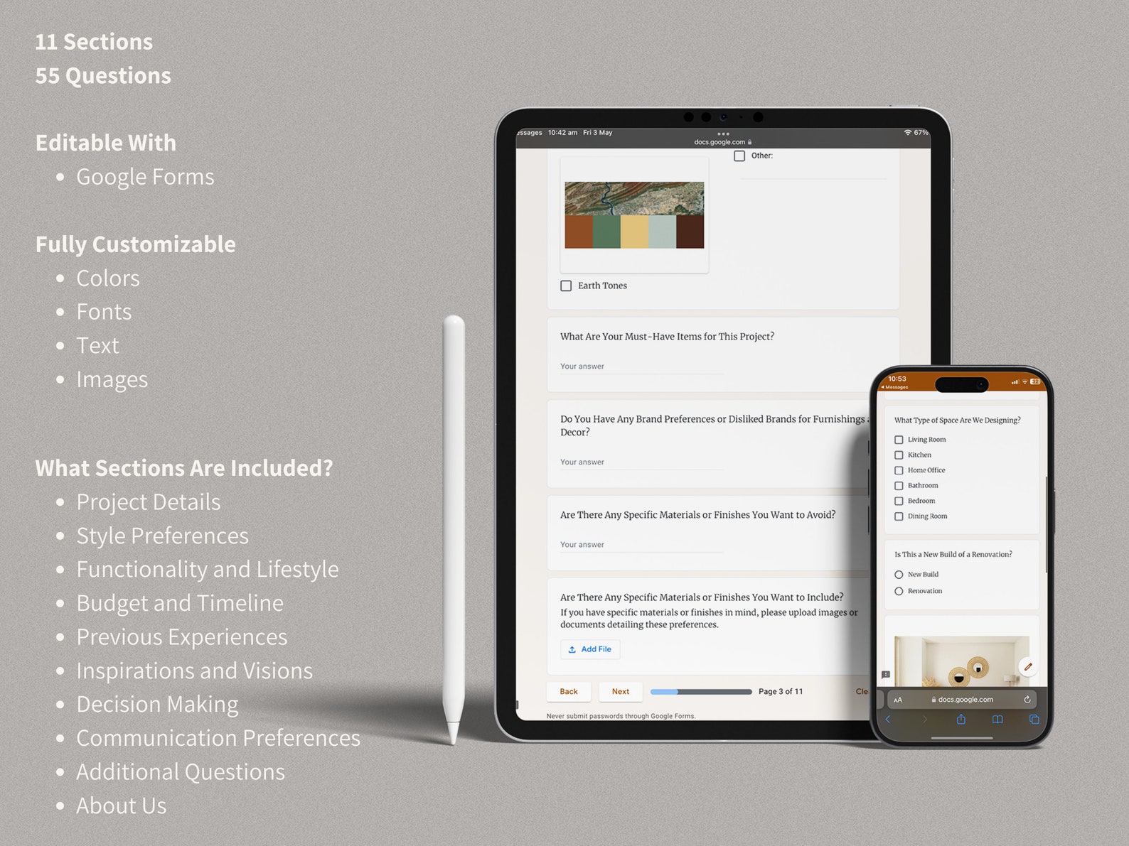 Interior Design Onboarding Client Consultation Questionnaire Google ...