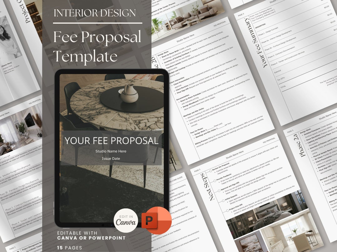 Interior Design Fee Proposal Template the Finley Canva Powerpoint ...
