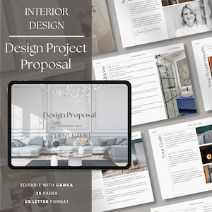 Interior Design Template - Project Proposal Canva - Professional Design Brief - Portfolio - Project Fee Estimate