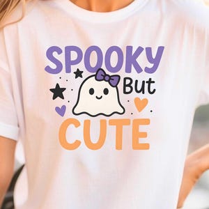 Spooky But Cute Ghost - Druckbares transparentes PNG Design für T-Shirts, Sublimation, kommerzielle Nutzung Digital Download Print on Demand Projekte