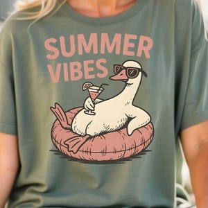 Summer Vibes Duck - Druckbares transparentes PNG-Design für T-Shirts, Sublimation, kommerzielle Nutzung, digitaler Download Print on Demand-Projekte