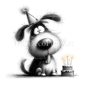 8 süße Geburtstag Hund Clipart Bundle - hochwertiges Bild - digitaler Download Kommerzielle Nutzung Aquarell Mixed Media Druckbare Papier Handwerk Lustig