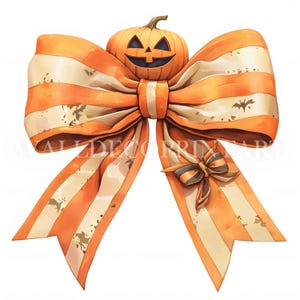10 Cute Halloween Bow Clipart Bundle - High Quality Images - Digital Downloads - Commercial Use, Watercolor Mixed Media Paper Craft Wall Art