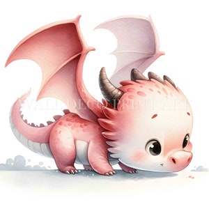 Paquete de imágenes prediseñadas de DRAGON con bocetos suaves: 5 archivos JPG de alta calidad, descarga digital, uso comercial, acuarela, técnica mixta, manualidades con papel digital