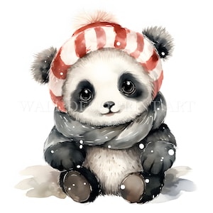 Weihnachtspanda Clipart Bundle - 10 hochwertige JPG - digitale Downloads - kommerzielle Nutzung, Aquarell, Mischtechnik, digitales Papier Handwerk