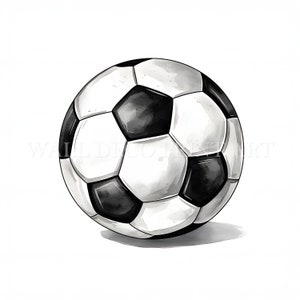 Clipart de balón de fútbol - 10 archivos JPG de alta calidad - Descargas digitales - Uso comercial, acuarela, técnica mixta, manualidades digitales en papel, digital