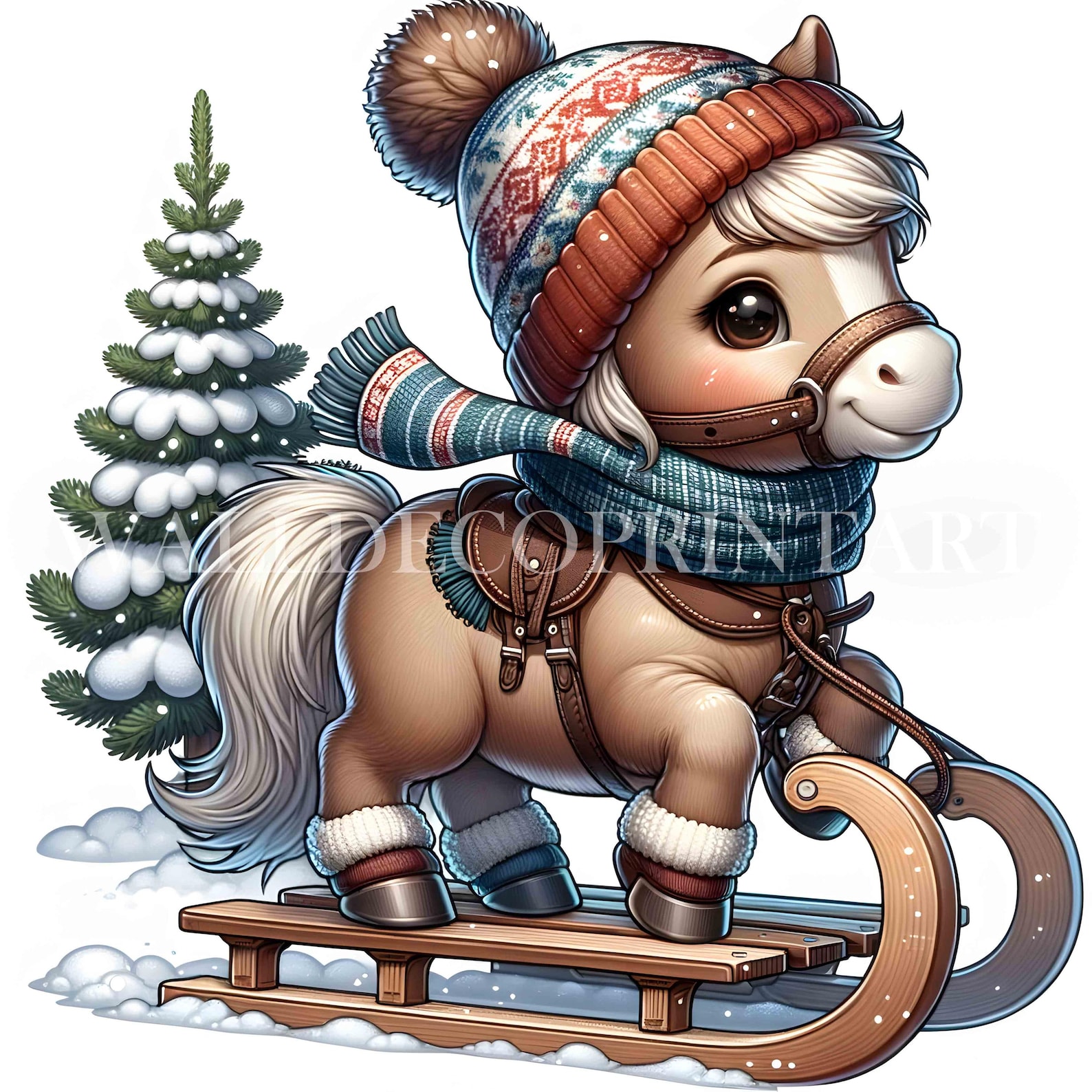 10 Christmas Winter Horse Clipart Bundle - High Quality Jpgs - Digital ...