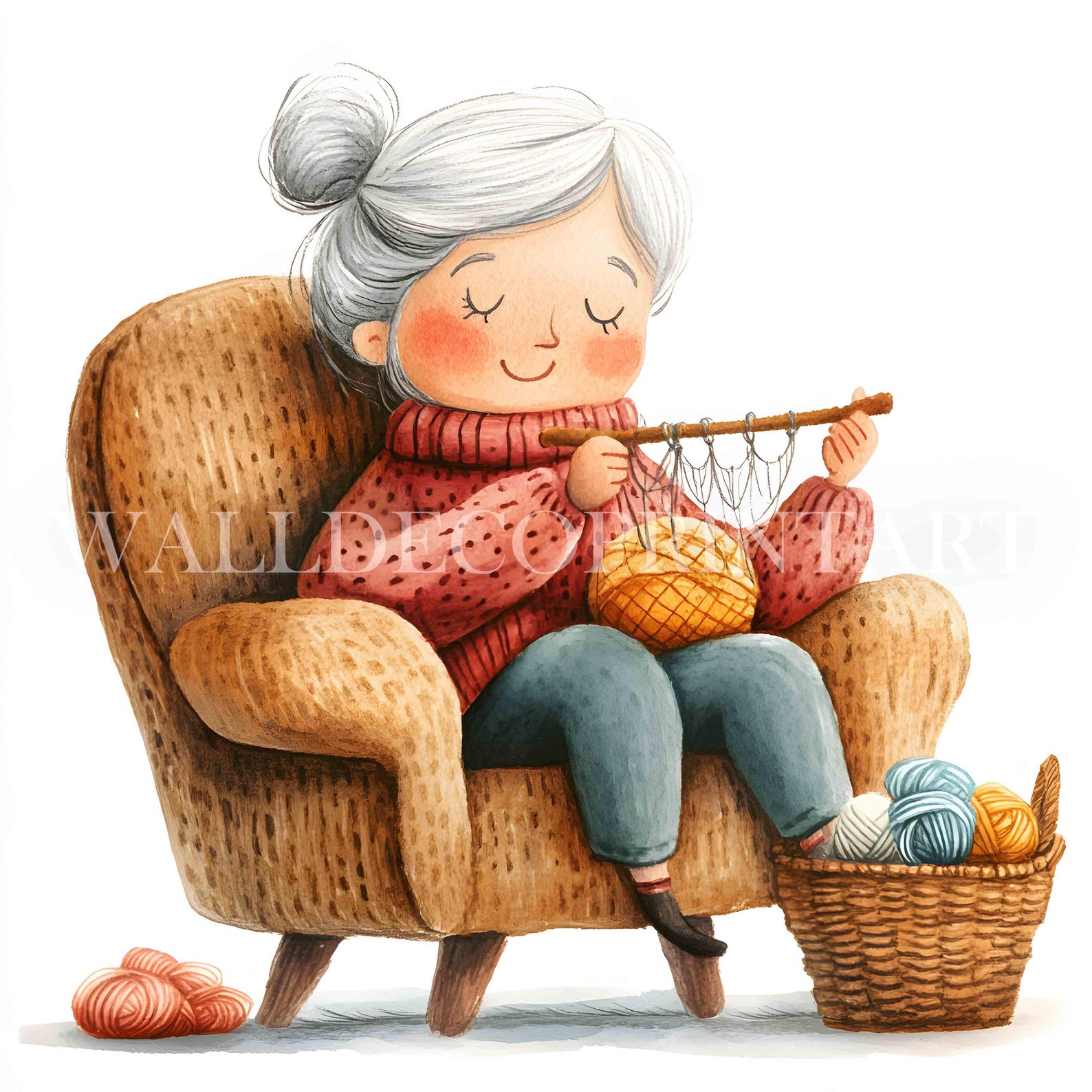 10 Knitting Grandmother Clipart - High Quality Jpgs - Digital Downloads ...