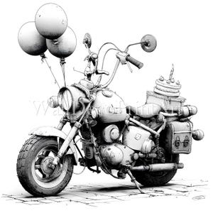 10 verjaardag motor clipart bundel - hoge kwaliteit afbeelding - digitale download commercieel gebruik aquarel mixed media afdrukbare papier ambachtelijke