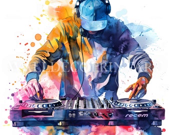 12 Jamming DJ Clipart - PNG Transparent Hohe Qualität - Digital Download - Kommerzielle Nutzung, Aquarell Druckbare Medien Papier Handwerk Sport Kunst