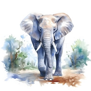 Prachtige olifant clipartbundel - 10 hoge kwaliteit JPG's - Digitale downloads - Commercieel gebruik, aquarel, Mixed media, Digital Paper Craft