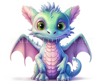 Fantasy Baby Dragons - 22 JPG di alta qualità - Download digitali - Uso commerciale, acquerello, tecnica mista, artigianato digitale con carta