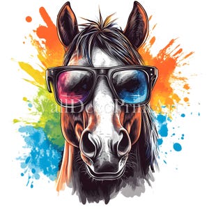 Pacchetto Clipart Cavallo Fantastico - 10 JPG di Alta Qualità - Download Digitale - Uso Commerciale Acquerello Tecnica Mista Carta Artigianale Arte Murale Colorata